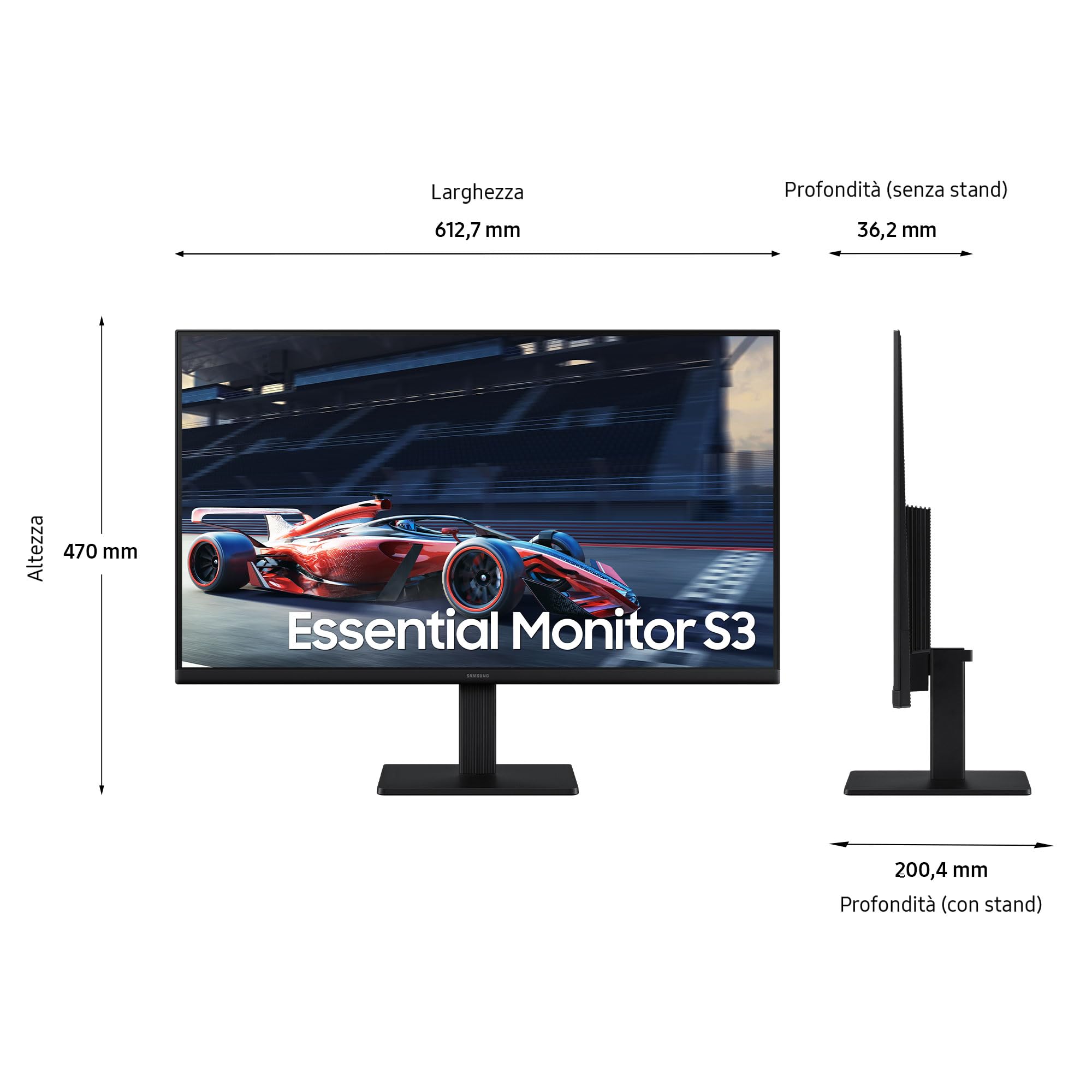 Samsung Monitor S30GD (S27D302), Flat, 27'', 1920x1080 (Full HD), IPS, 100Hz, 5ms (GtG), D-Sub, HDMI, Eye Saver Mode, Flicker Free