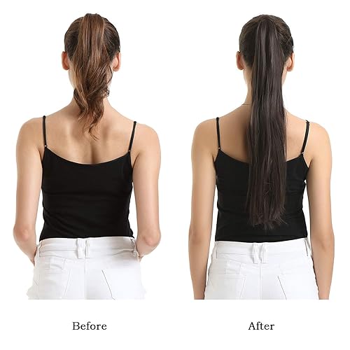 Miniatura 117 de BARSDAR Short Straight Ponytail Extension - 14 Inch Drawstring Black Ponytail Hair Extensions for Women - Synthetic Fake Pony Tails Hairpieces Clip