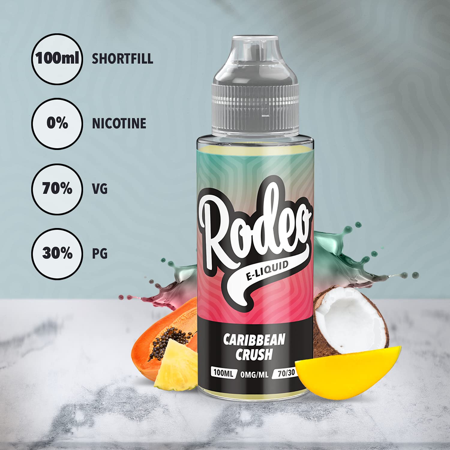 Rodeo Vape Liquid Caribbean Crush 100ml Vape Juice E Liquid 70/30 Ecig Juice  No Nicotine Shortfill: Amazon.co.uk: Electronics & Photo