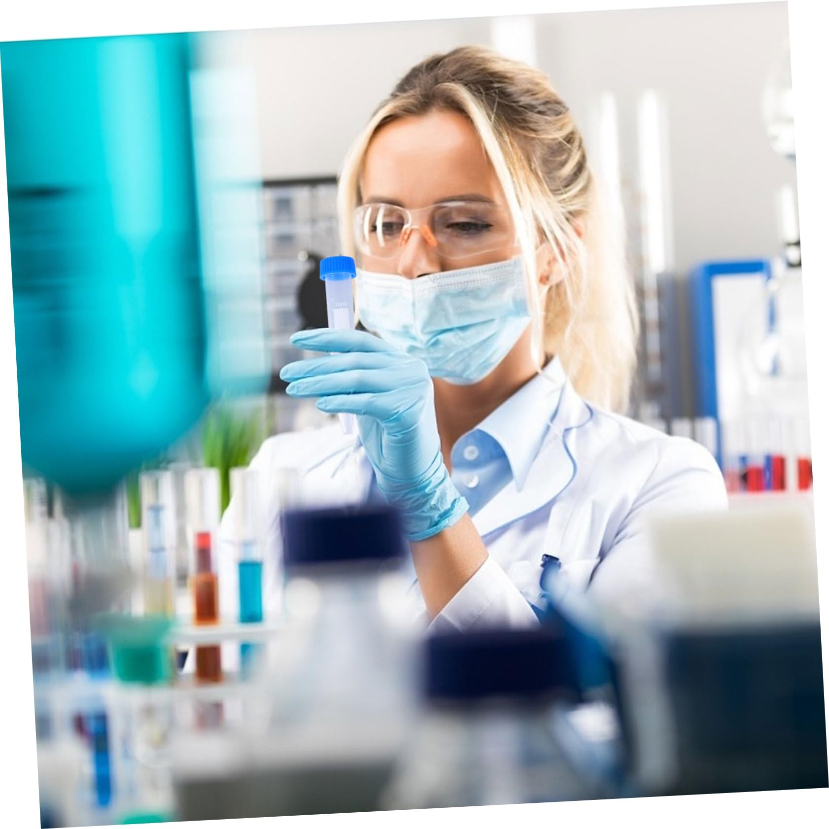 100 Pezzi Provette per Centrifuga in Plastica Trasparente da 10ml Tappo a Vite e Buona Tenuta per Test di Laboratorio e Biologia Molecolare