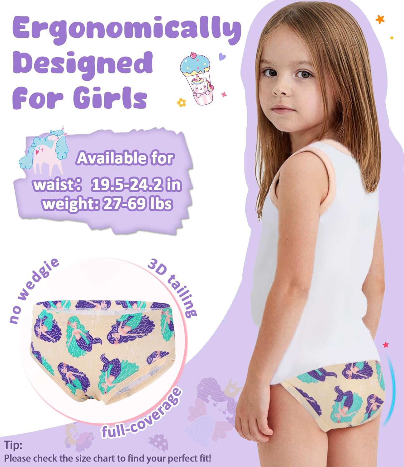 DAUGHTER QUEEN Girls and Toddlers 100% Cotton Underwear Tagless Soft Panties Size 2-3T,4-5T,5-6,7-8 (6-Pack) - Image 5