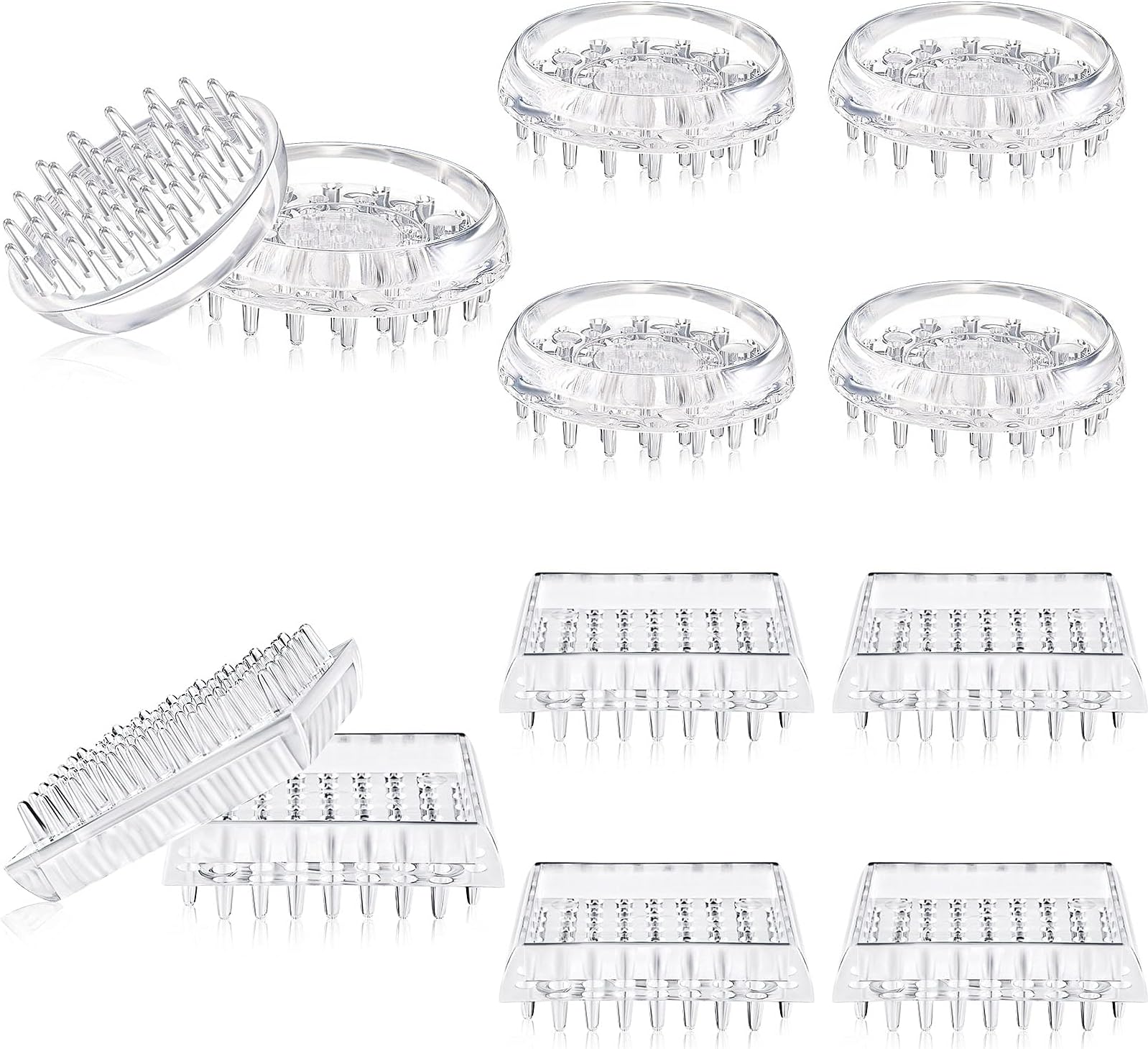 Queekay 12 Pieces Carpet Protector Spiked Plastic Caster Cups Round and Square Comfortable Touch Caster Cup Spiked Furniture Protector for Sofas, Tables, Chairs Offices Bookcases Other