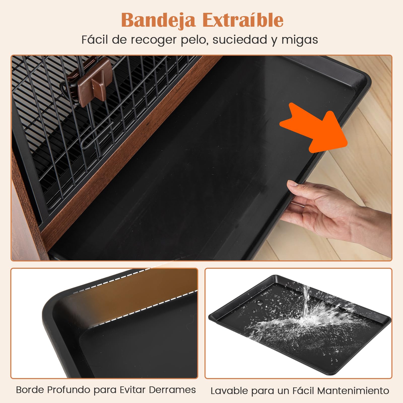 GOPLUS Mueble Jaula para Perros, Jaula para Perros de Interior con Cerradura y Bandeja Extraíble, Mesa Auxiliar Resistente para Perros, Caja para Cachorros y Perros de Tamaño Pequeño y Mediano