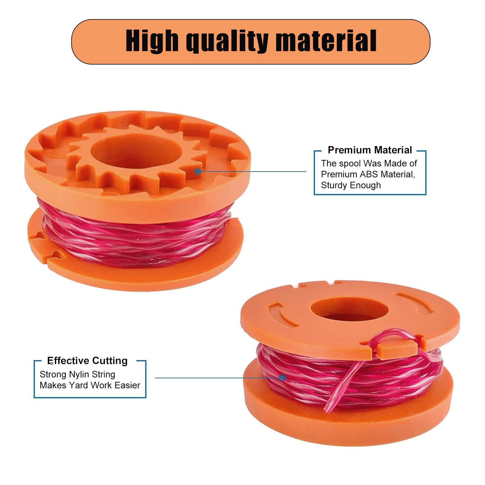 MengTiger 6 Pack Trimmer Replacement Spools for Worx WA0010 Weed Eater String Line Auto Feed Spool for Worx Weed Trimmers WG150 Cordless Trimmers