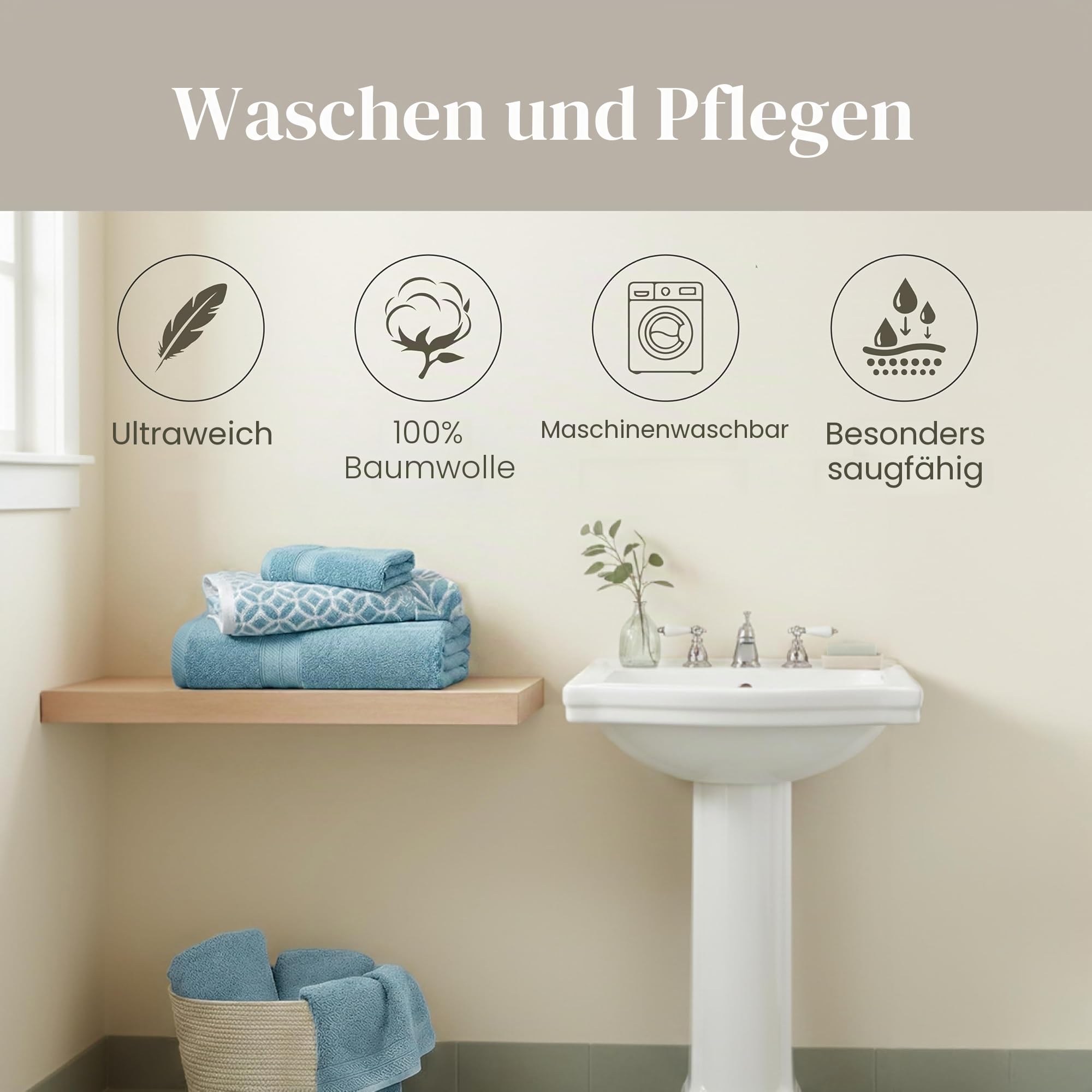 Modern Threads Trefoil Filigranes 6-teiliges Wende-Handtuch-Set, gefärbt, Jacquard, Badetücher, Handtücher und Waschlappen, super saugfähig und schnell trocknend, 100% gekämmte Baumwolle