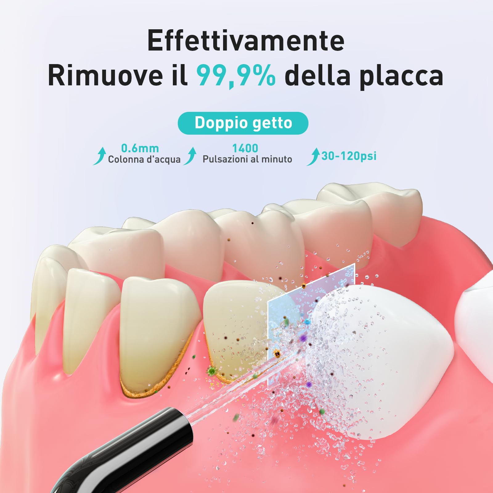 Wykałaczka wodna z nicią dentystyczną: przenośny, bezprzewodowy irygator do jamy ustnej, 300 ml, wielokrotnego ładowania, wodoszczelny IPX7, elektryczna maszyna do czyszczenia zębów