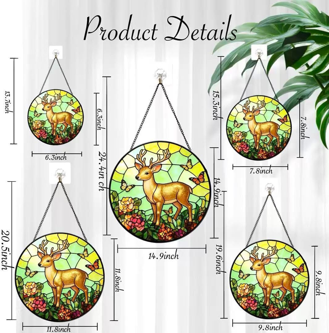 Mushroom Stained Glass Style Suncatcher Window Hanging, Colorful Nature Decor with Chain, Sun Catcher for Window, Gift for Garden Lovers, Home & Garden Decoration (Colorful, Size: 6.3x6.3) - Image 2