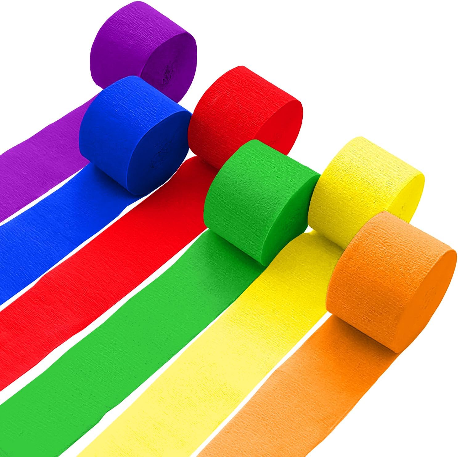 6 Crepe Paper Streamers Rolls, 492ft Black Orange Purple Green and White Streamers Party Supplies for Halloween Theme Horror Party Birthday Wedding Backdrop Decorations (1.8 inch x 82 ft/Roll)