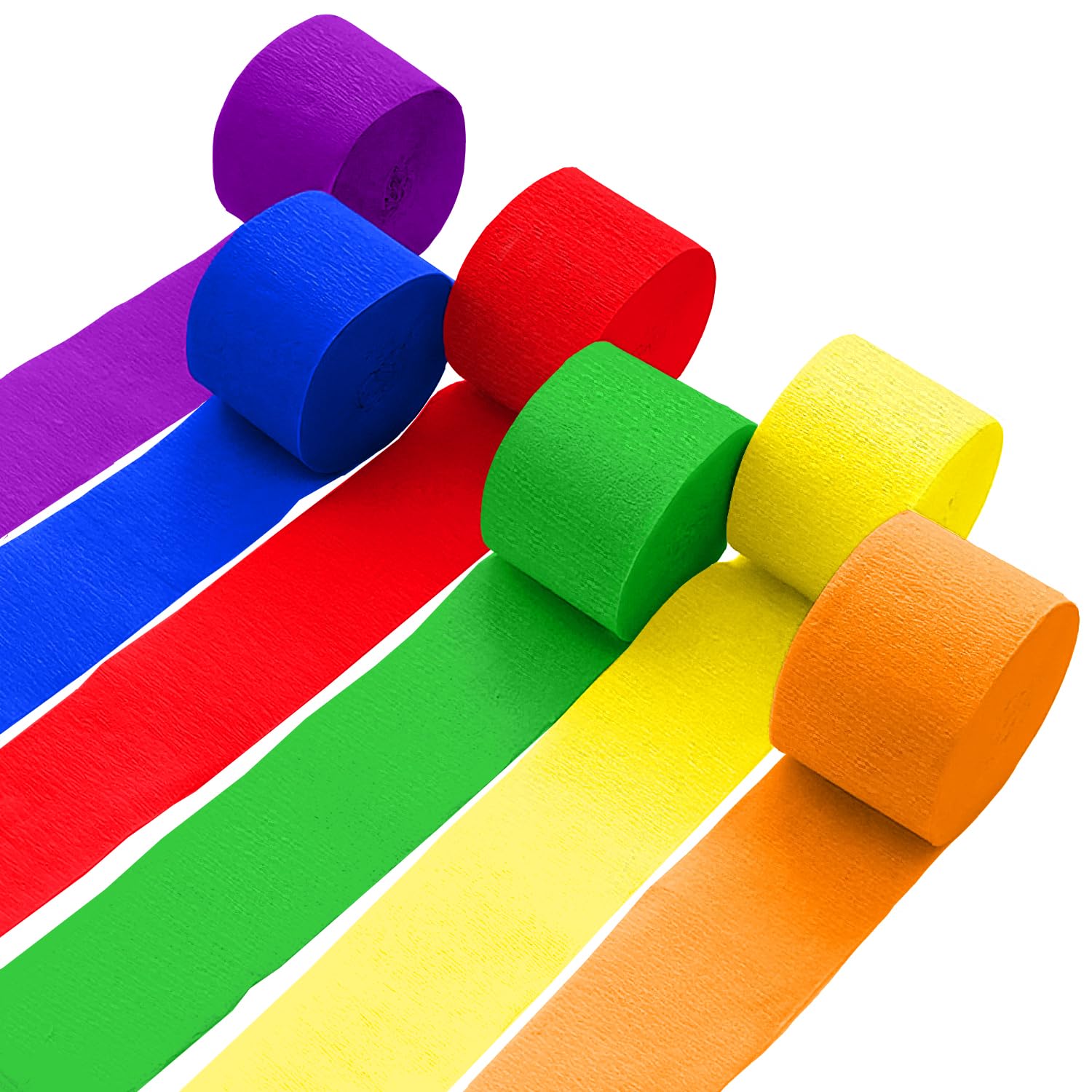 6 Crepe Paper Streamers Rolls, 492ft 6 Colors Rainbow Streamers for Birthday Wedding Bachelorette Party Decorations, DIY Crafts Supplies (1.8 inch x 82 ft/Roll)