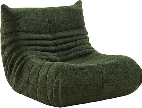 Fireside Chair, Mid Century Floor Sofa, Soft Sherpa Floor Lounge Chair Lazy Sofa Accent Chair for Living Room Bedroom Salon Office Green