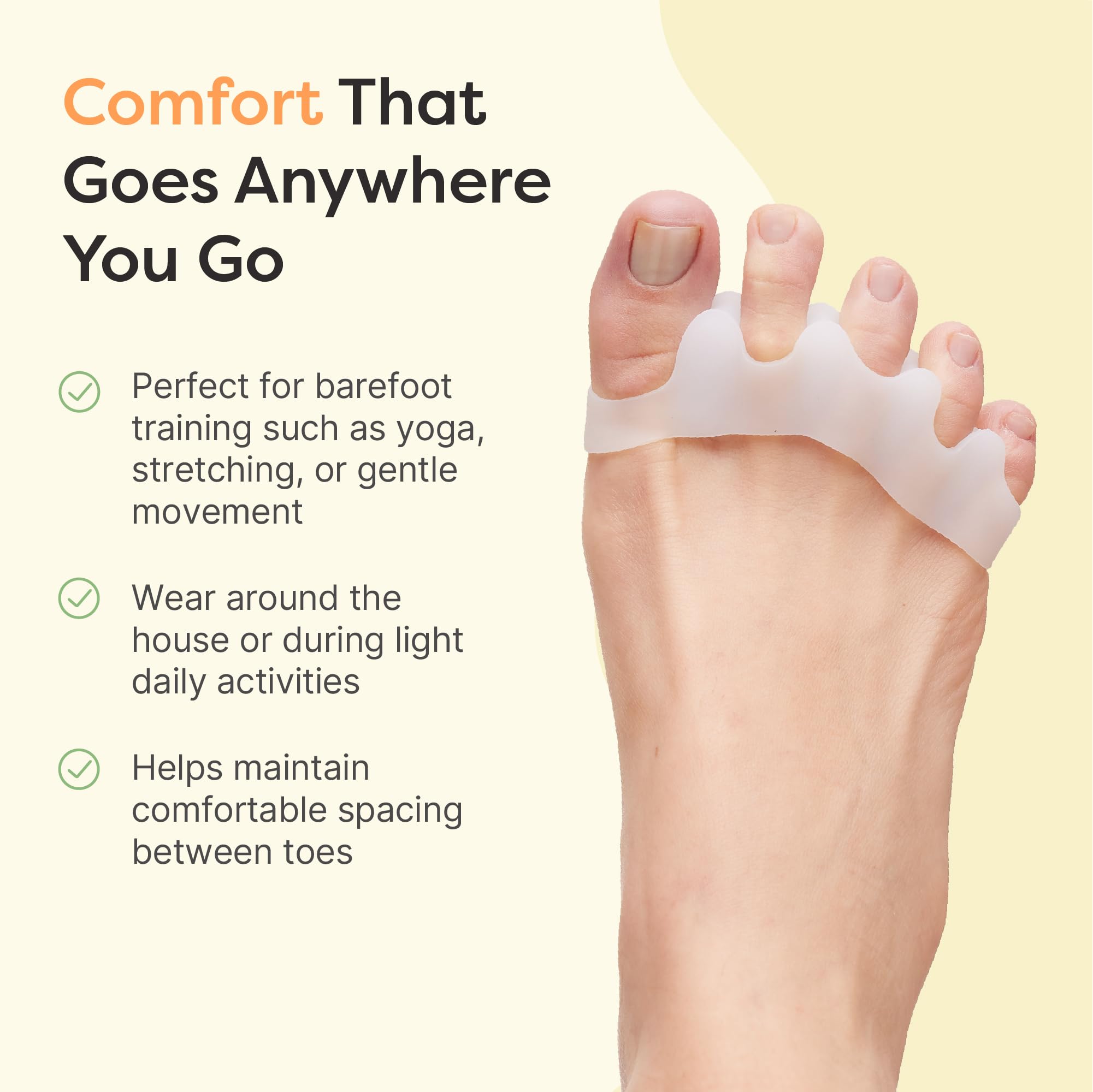 ZenToes Distanziatori in silicone per il corretto allineamento delle dita dei piedi, per alluce valgo e dita a martello, 2 paia (bianco)