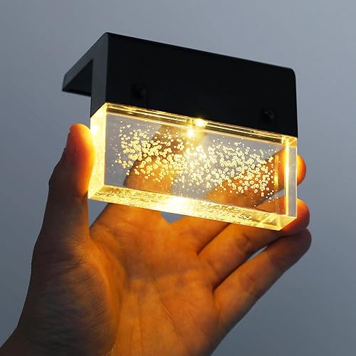 Miniatura 7 de DenicMic Luces solares de cubierta para exteriores, luces solares para escalón, barandilla, pared, lado de la piscina, LED impermeable blanco cálido