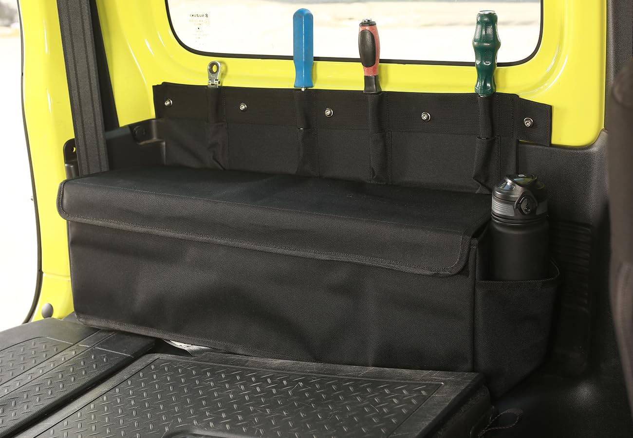 Organizzatore per bagagliaio laterale dell'auto con viti antiscivolo, borse per bagagliaio in PVC e tessuto Oxford 2 pezzi per Jimny 2019-2024