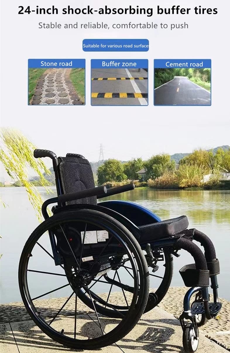 Silla de Ruedas Plegable Deportiva Ligera, Silla de Ruedas Móvil de Transporte, Silla de Ruedas Manual Ligera para Deporte Y Ocio/41Cm/a