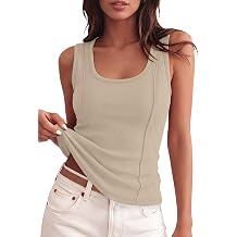Tank Tops for Women Summer Sleeveless Tops Ribbed Slim Fitted Scoop Neck Basic Shirts Fashion Clothing