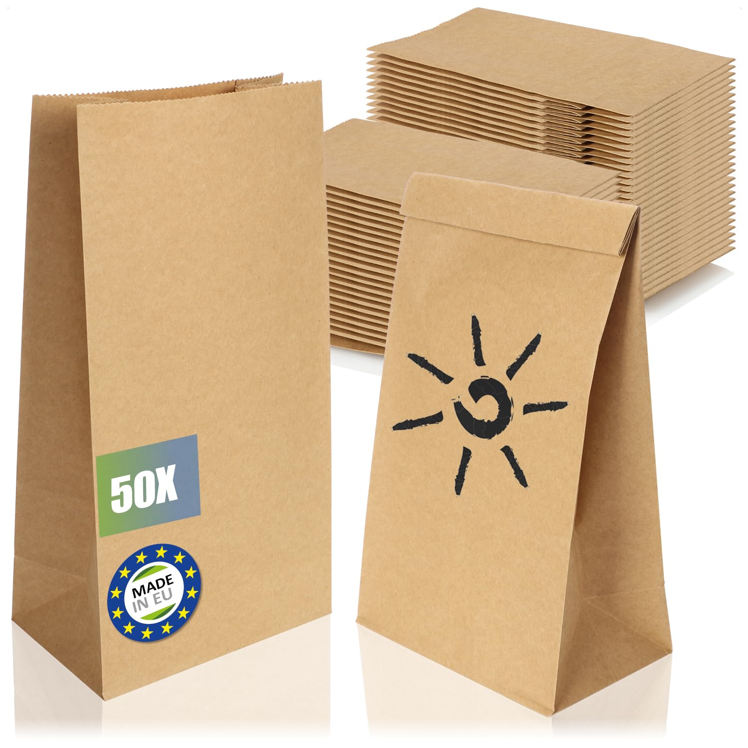 Robin Goods® 50x brown paper bags, gift bags made of unbleached kraft paper