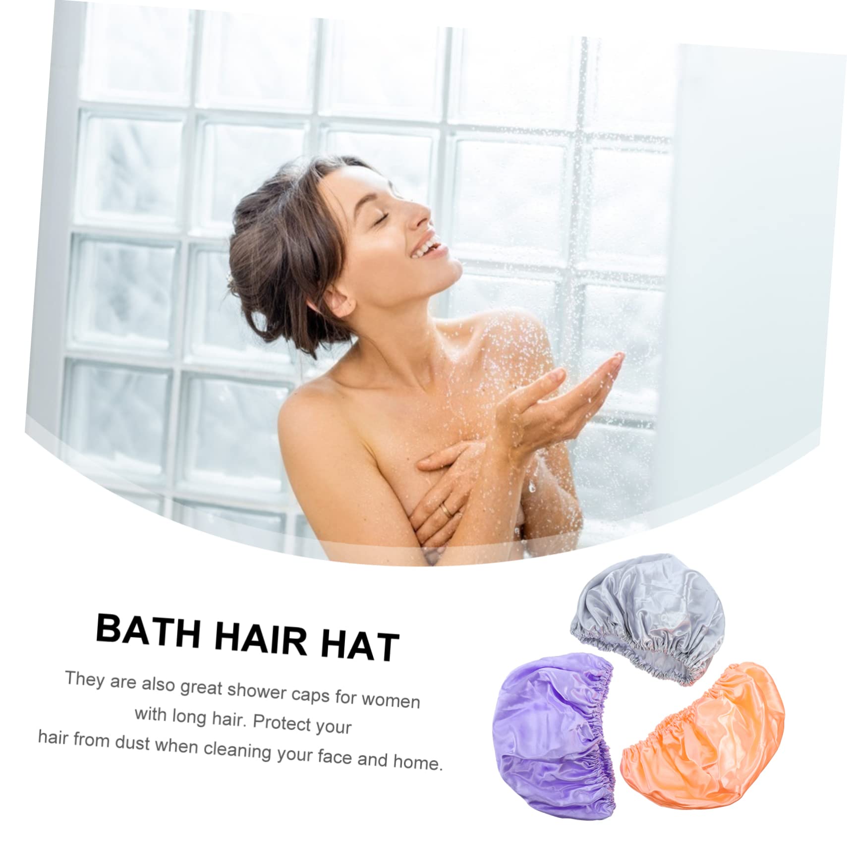 PACKOVE 3 piezas Gorros de Ducha Impermeables para Mujeres Diseño de Doble Capa Protección para Cabello y el Baño y