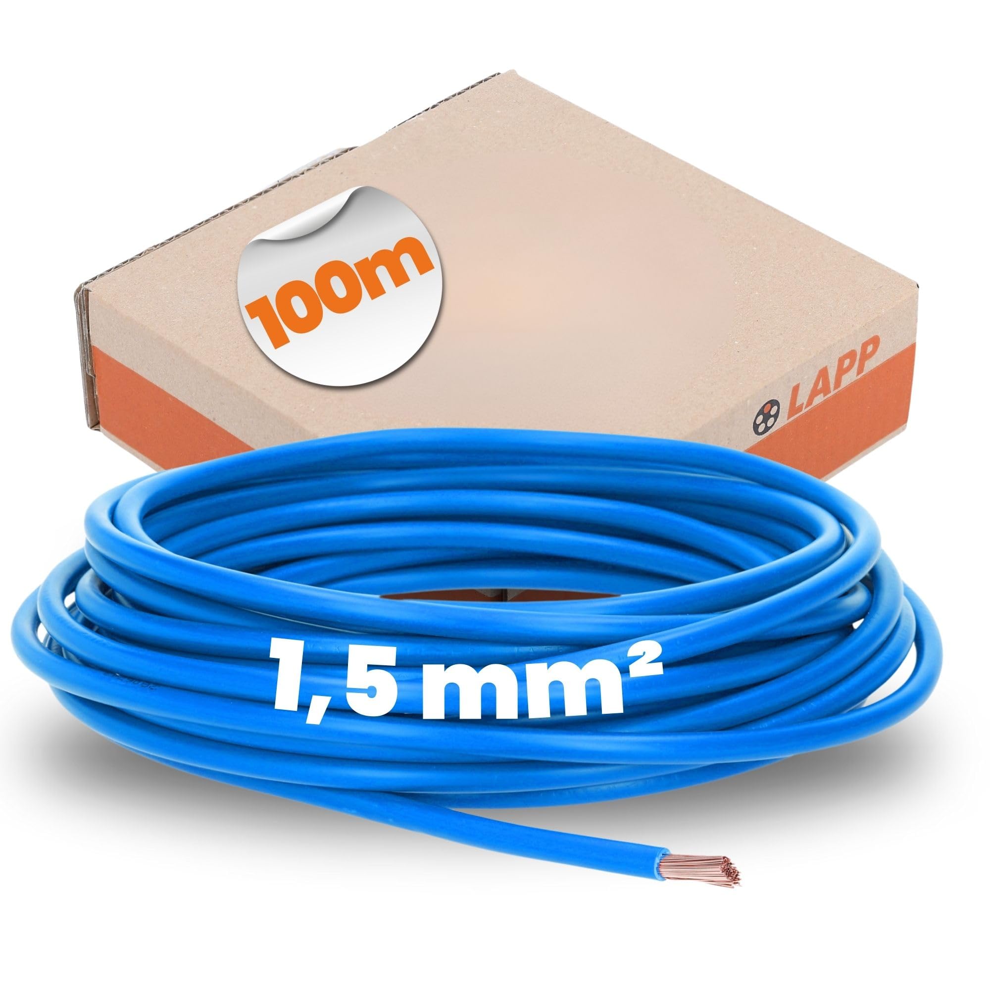 Lapp 4520021 H07V-K 1x1.5mm² Light Blue Flexible Copper Stranded Wire, 100m