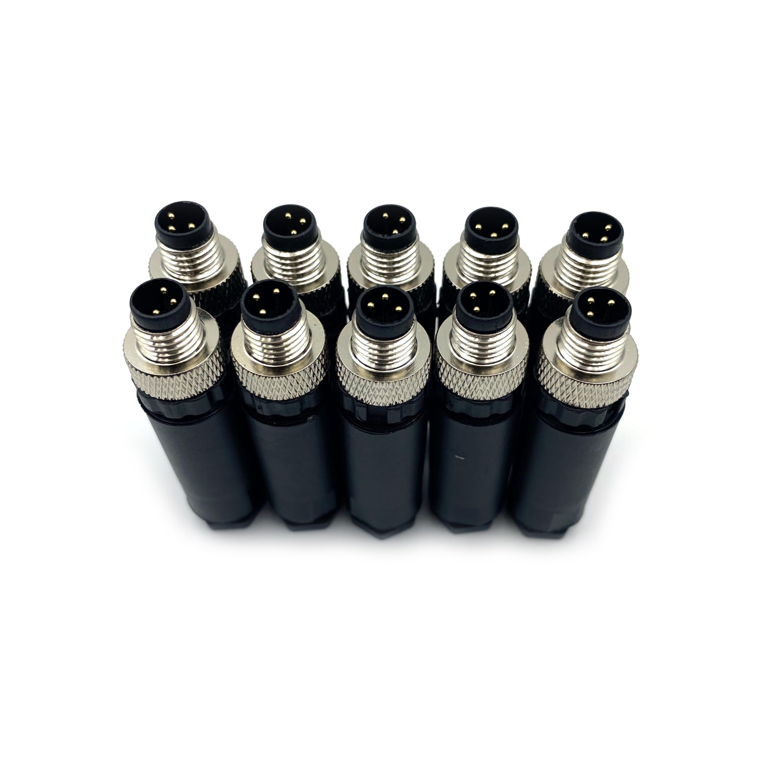 10 Stücke M8 3 poliger Stecker Rundsteckverbinder, IP67 industrieller Rundstecker 60V 4A ungeschirmter Code gerader Stecker, vor Ort montiert mit 8mm verdrahtetem Sensor