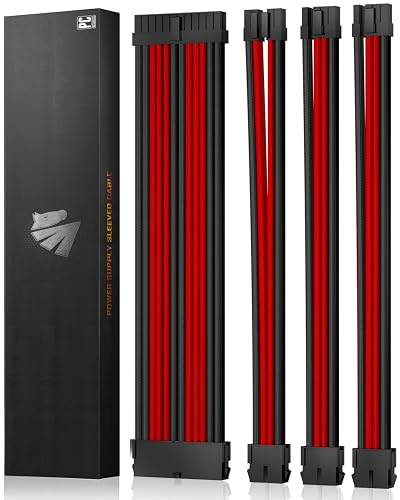AsiaHorse 18AWG PSU Cable Extension Kit GPU PC Black and Red