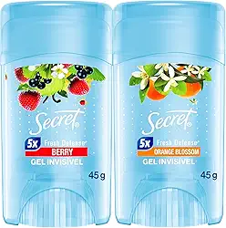 KIT Desodorante em Gel Antitranspirante Aroma Cítrico 45G, Secret + Secret Gel Frutas Vermelhas 45 g