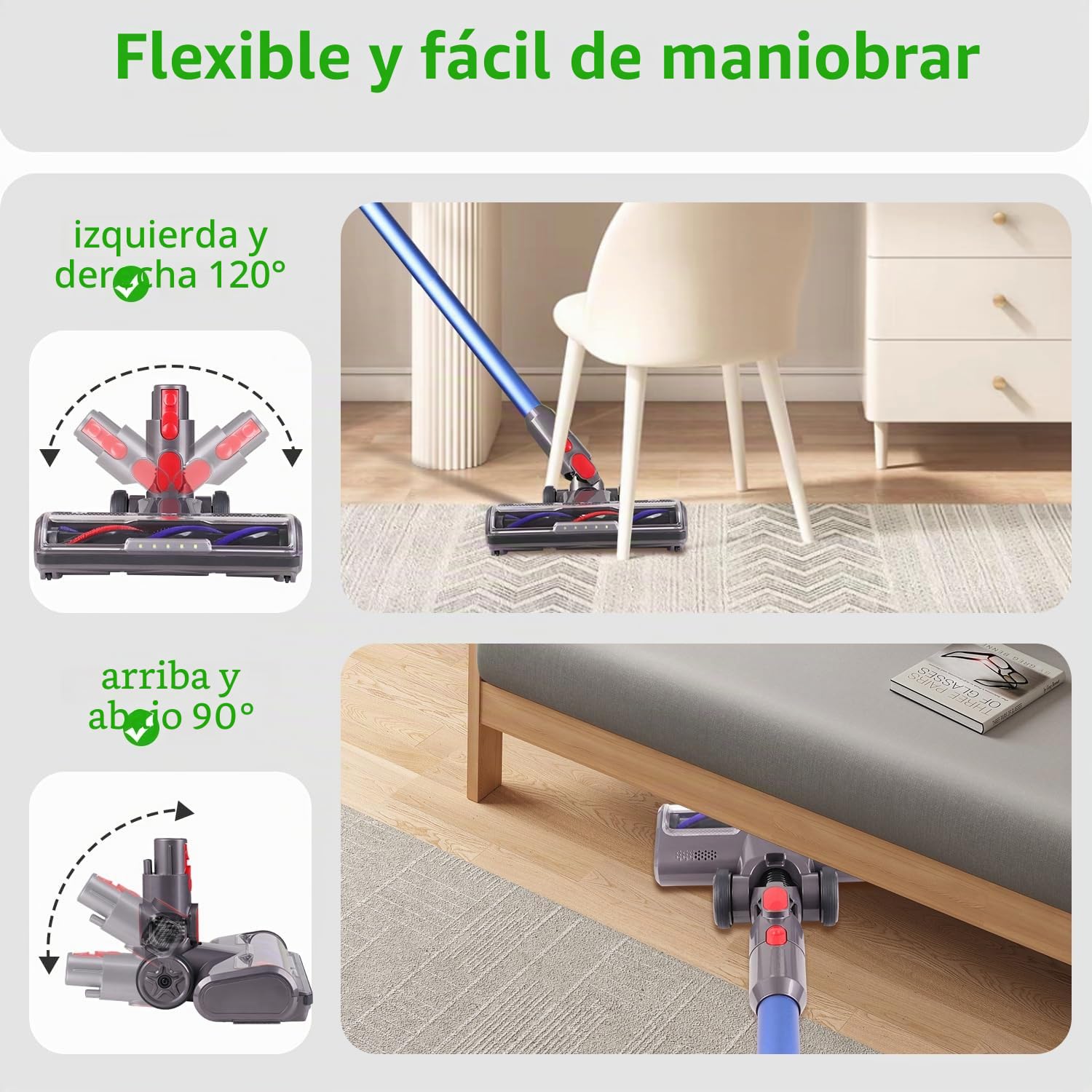 Kit de repuesto de cepillo para aspiradora Dyson V11, V10, V8, V7, V15, con boquilla de suelo, luces frontales, 2 rodillos de repuesto para alfombra y suelo duro, SV10, SV12, SV15, SV18