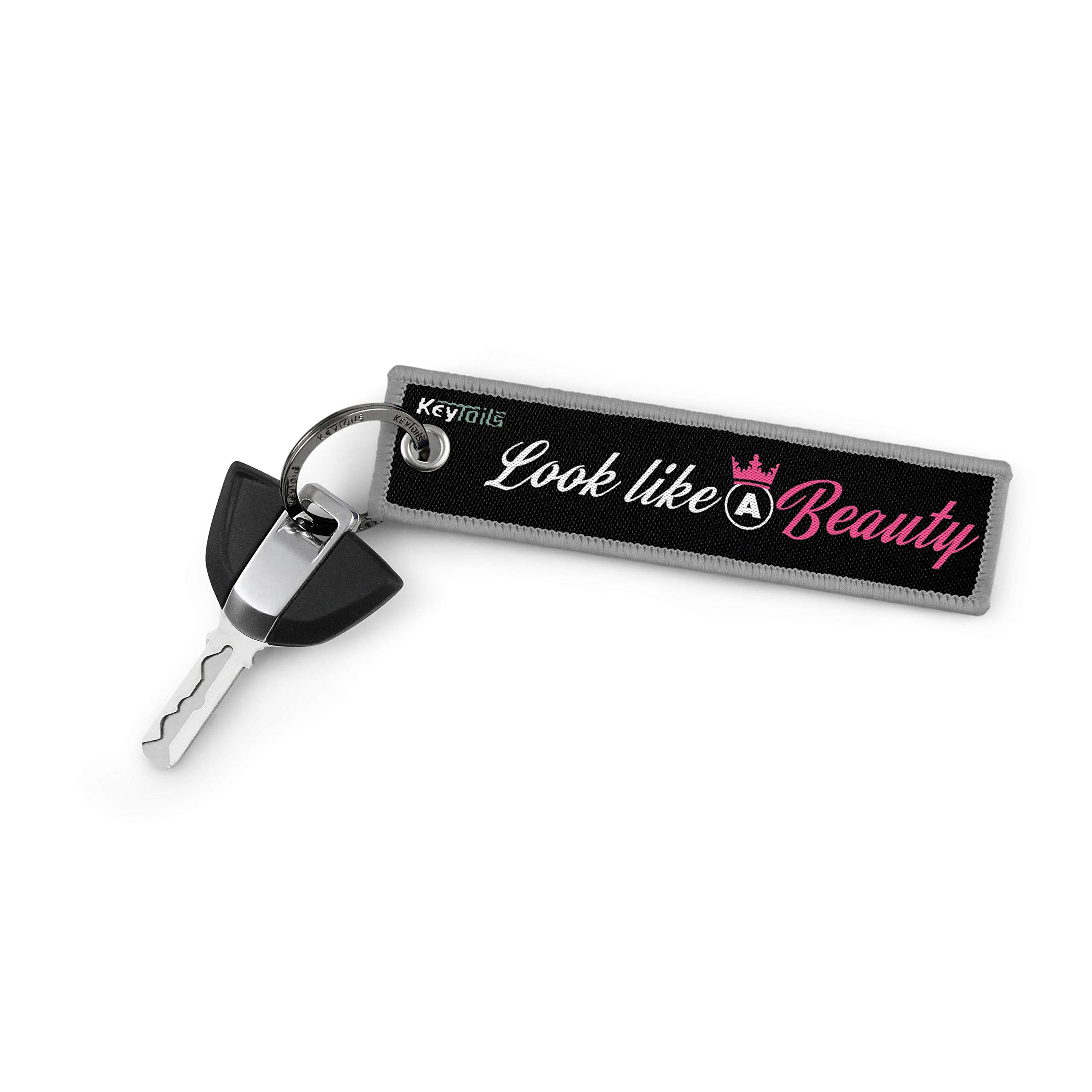 KEYTAILS Keychains, Premium Quality Key Tag for Workout, Fitness, Motivational [Train Like A Beast, Look Like A Beauty]