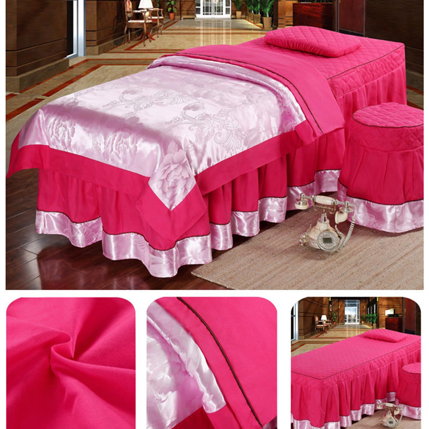 4 Pièces Jupe De Lit De Table De Massage Avec Trou Couverture De Lit Spa