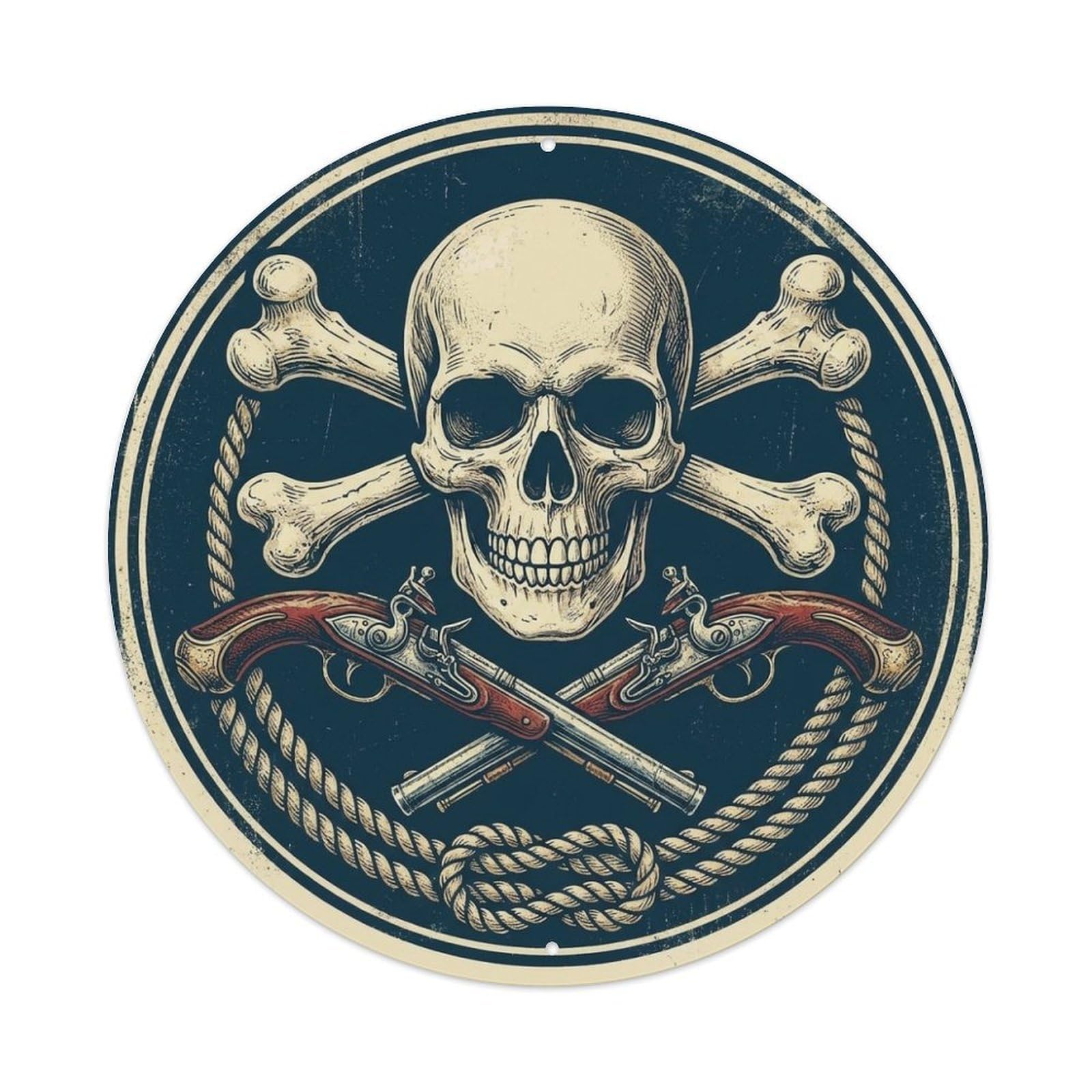 Crossbones Skull Emblem Jolly Roger Buccaneer Metal Tin Sign