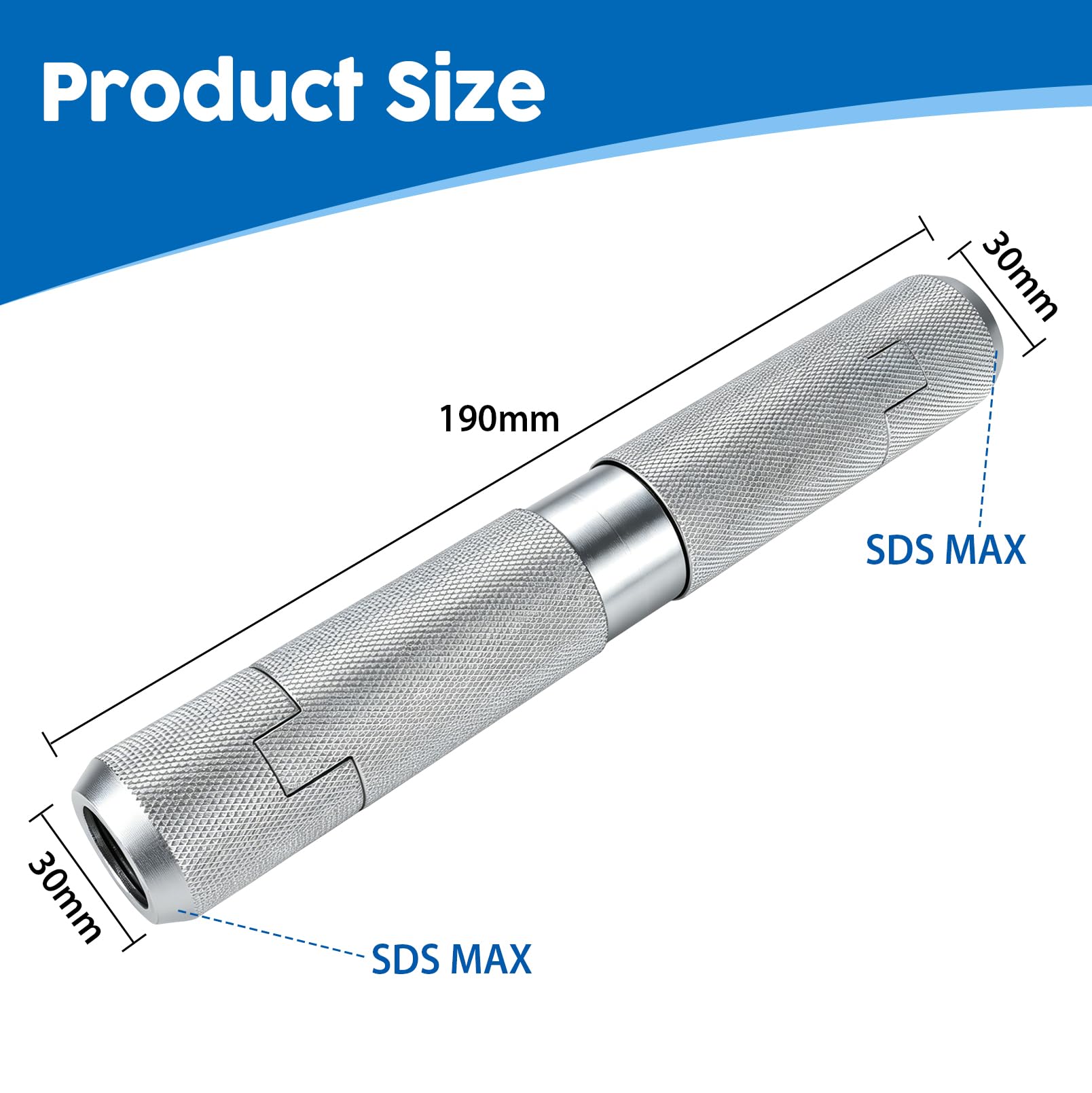 Rallonge SDS Max vers SDS Max pour extensions de perçage, adaptateur pour perceuse, tige d'extension à deux voies pour marteau électrique, 190 x 30 mm