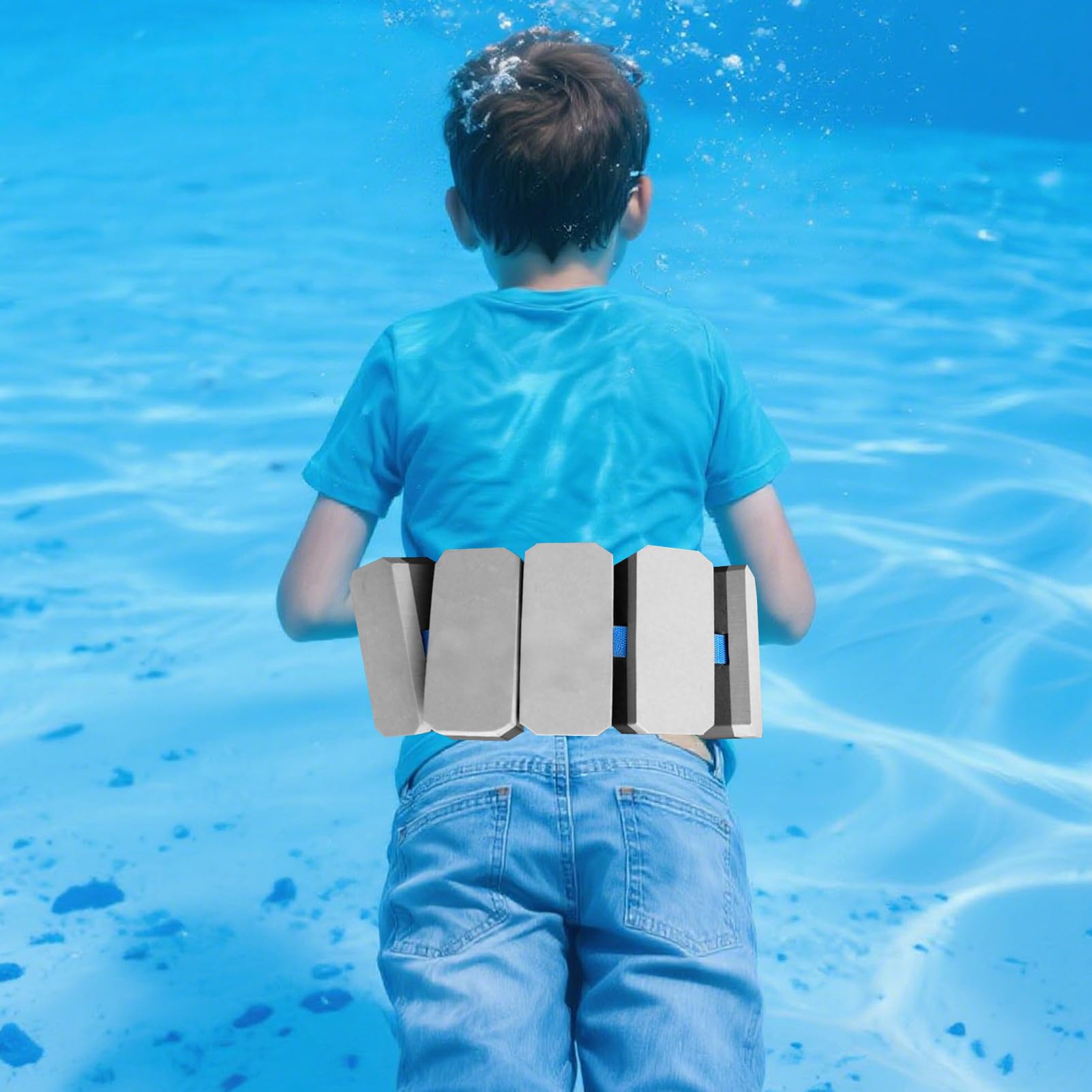 Cintura da nuoto per bambini, galleggiante di sicurezza per bambini, 7 x 4 x 15 cm, supporto regolabile per il galleggiamento, età 7-10 anni, ideale per piscina, lago, spiaggia, vacanze acquatiche
