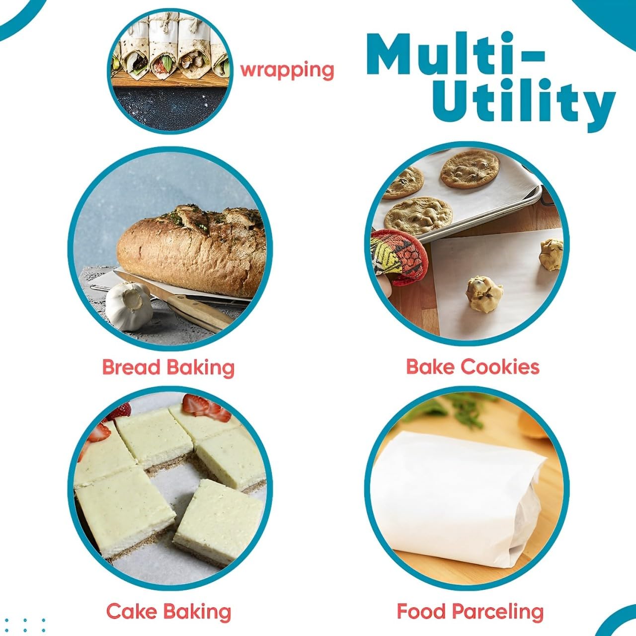 ZEPZY Butter Paper Sheets & Silicone Brush - Non Stick Baking -2