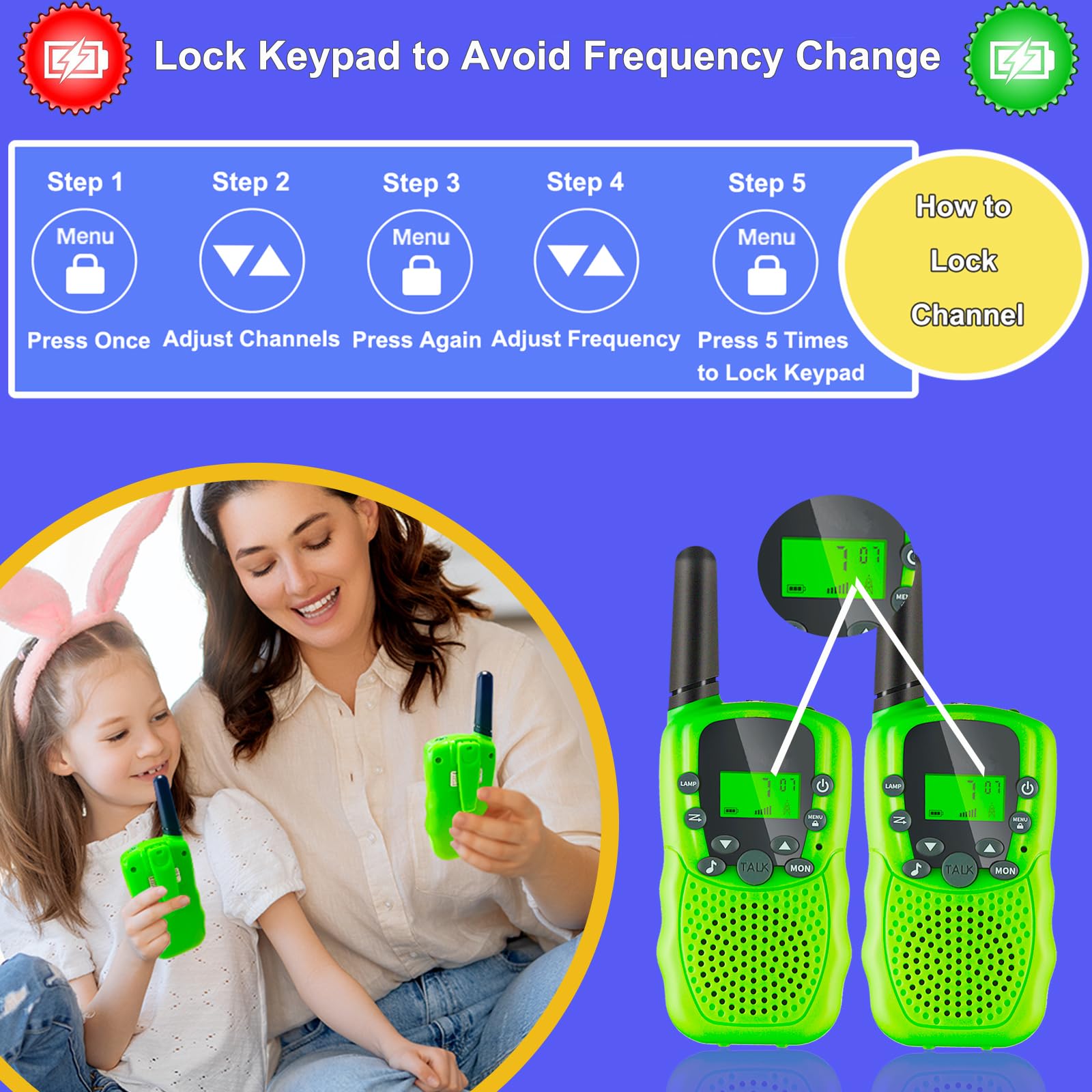 Soopotay Wiederaufladbare Walkie Talkies Kinder, Kinder Zwei-Wege-Funkgeräte mit großer Reichweite, Kinderspielzeug/Geschenke für Jungen und Mädchen im Alter von 3-12