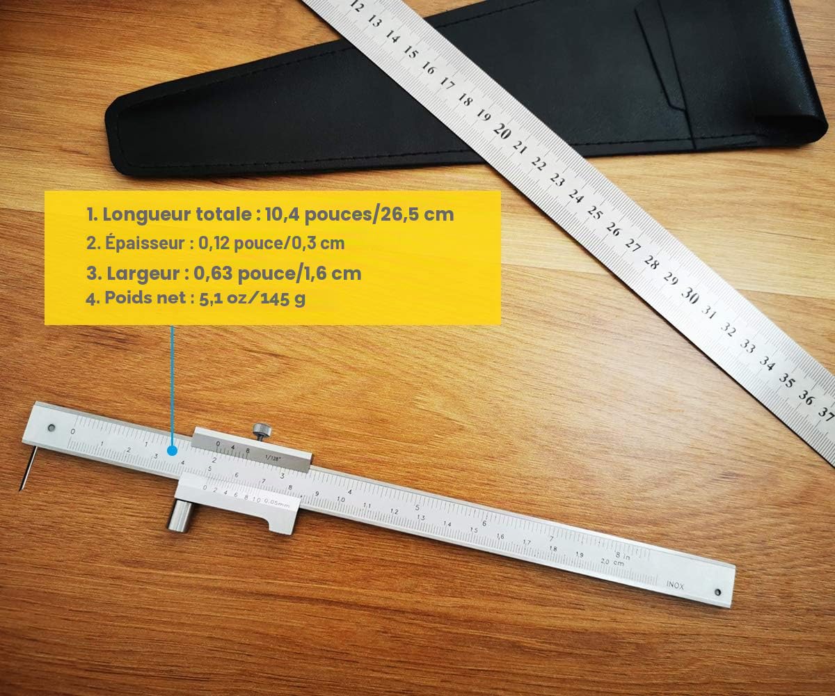 Pieds à coulisse vernier croisé parallèle 0–20 cm avec 2 aiguilles à tracer en carbure de tungstène, pied à coulisse en acier inoxydable, jauge de marquage