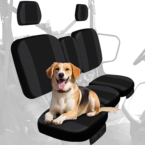 StarknightMT UTV Defender Funda de asiento – Fundas de asiento impermeables a prueba de polvo compatibles con Can Am Defender DPS MAX 6X6 PRO Negro