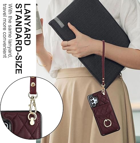 Miniatura 6 de Asuwish Funda de teléfono para Samsung Galaxy A13 4G5G con protector de pantalla de vidrio templado y correa para la muñeca con bloqueo RFID,