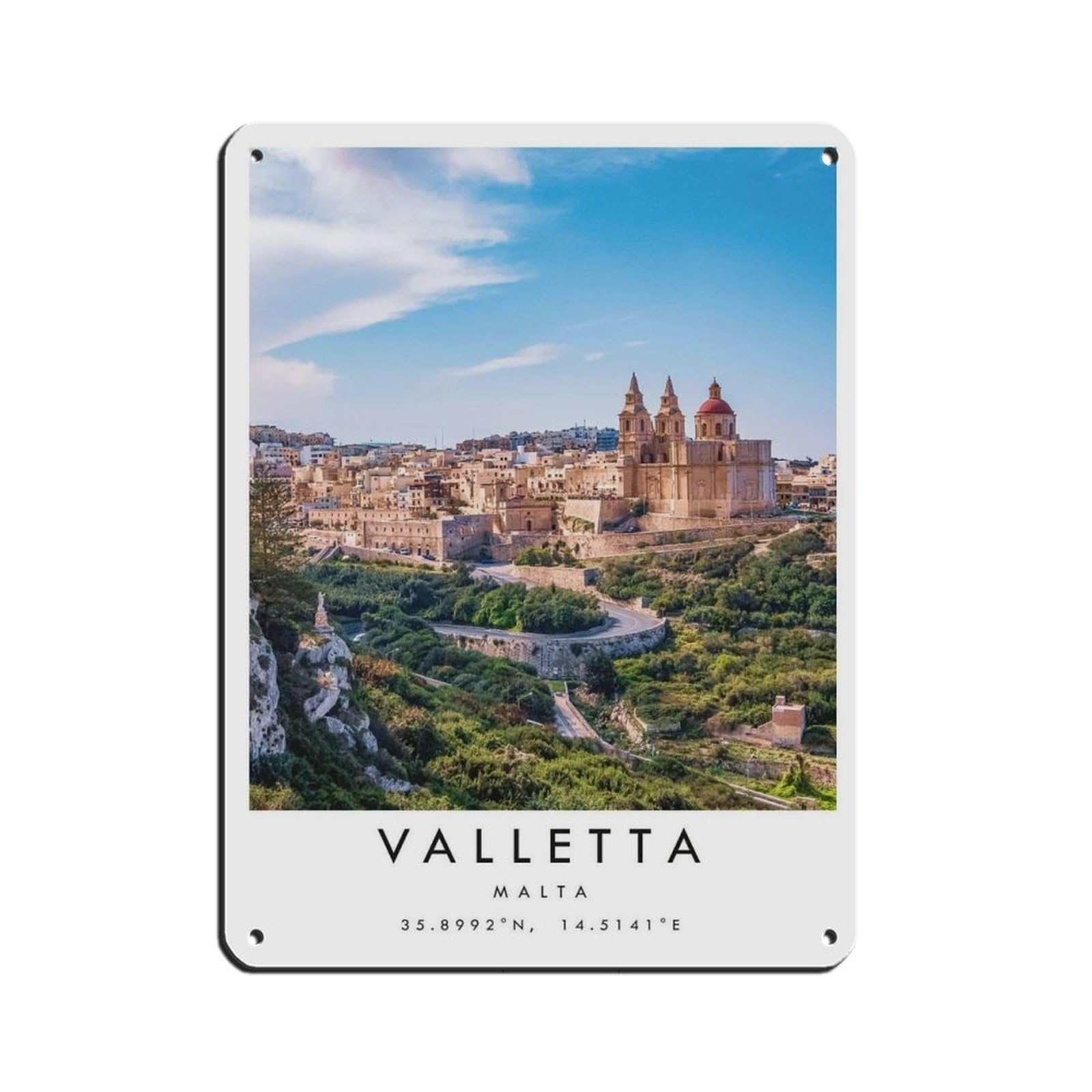 Valletta Travel, Malta Poster Retro Poster Metal Tin Sign Chic Art Retro Iron Painting Bar People Cave Cafe Family Garage Poster Wall Decoration 12x16inch(30x40cm)