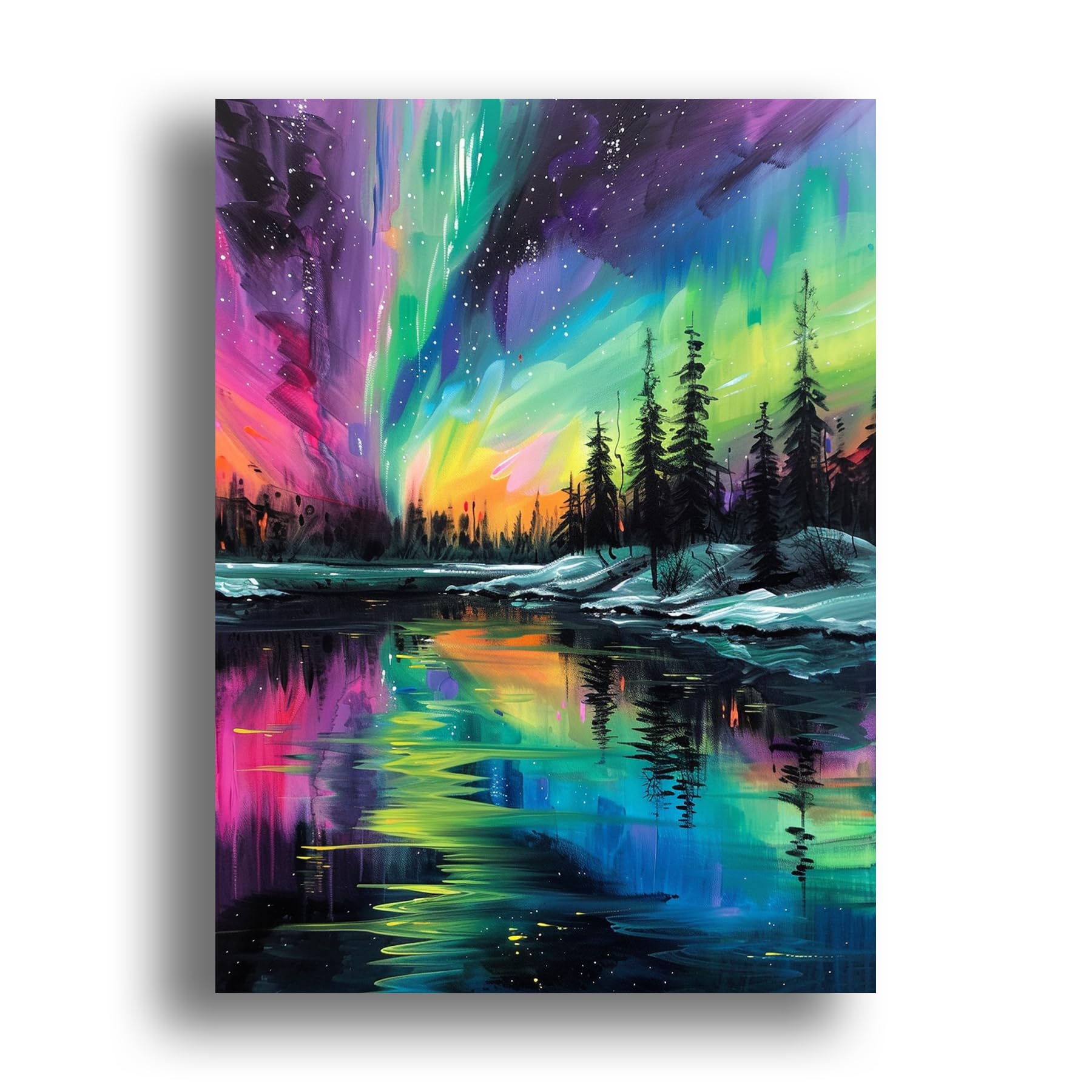 Zariocy 5D Diamond Art Kits for Adults Aurora Lake, DIY Diamond Painting Art Landscape Round Full Drill Crystal Diamond Embroidery Paintings Arts Craft for Home Office Wall Decor 30x40 cm