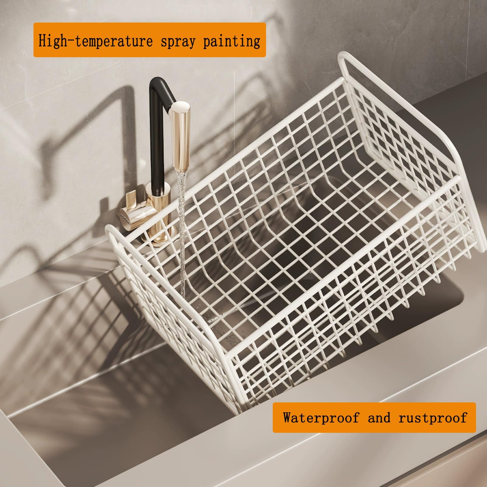 Cesta biancheria metallica bianca su ruote due manici ventilata per bagno | Cesta biancheria metallica bianca rete ruote manici bagno vestiti sporchi ventilata giocattoli(Weiß,48*30*25)