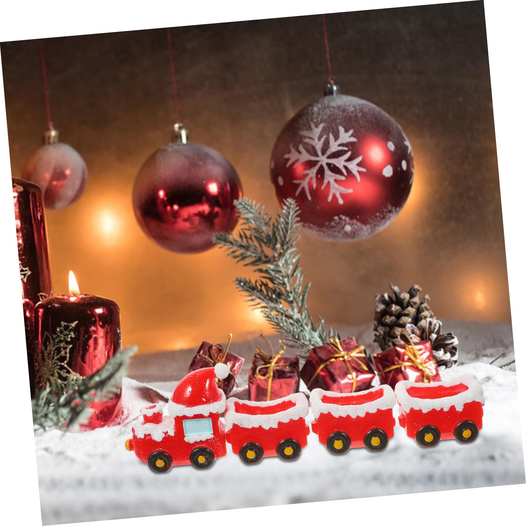 BESTOYARD 4juegos Accesorios De Miniaturas para Pueblo Navideño Decoración De Navidad Miniatura De Tren y Carrozas para Crear Escenarios Festivos Casa
