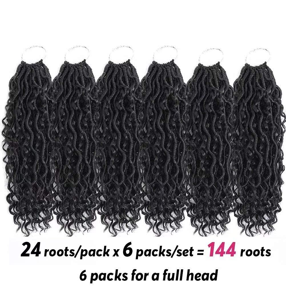 🛒 Crazy Deals 6 Packs Faux Locs Crochet Hair Straight Pre-Looped Goddess Locs Crochet Hair with Curly Ends Synthetic Crochet Bohemian Locs Hair for Black Women(12 inch, 1B)