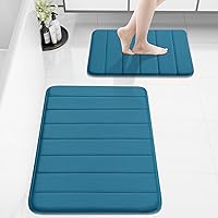 Vista 89 de Buganda Juego de 2 tapetes de baño de espuma viscoelástica y tapete para inodoro en forma de U, lavable a máquina, suave, antideslizante, Negro