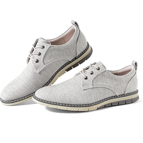 Men's Black Dress Shoes - Stylish Canvas Casual Shoes for Men - Classic Lace Up Derby Shoes Black