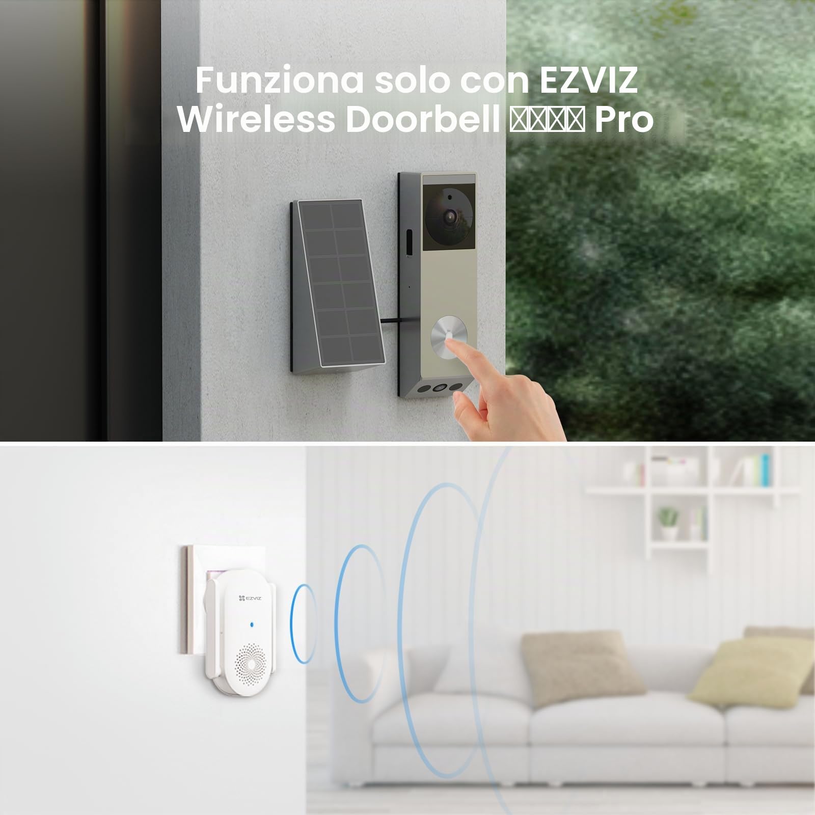 EZVIZ Campanello Wi-Fi per interni, volume regolabile da 0 a 72 dB, 20 suonerie, installazione plug-in, allarme acustico in tempo reale, controllo app, facile installazione, protezione della privacy,