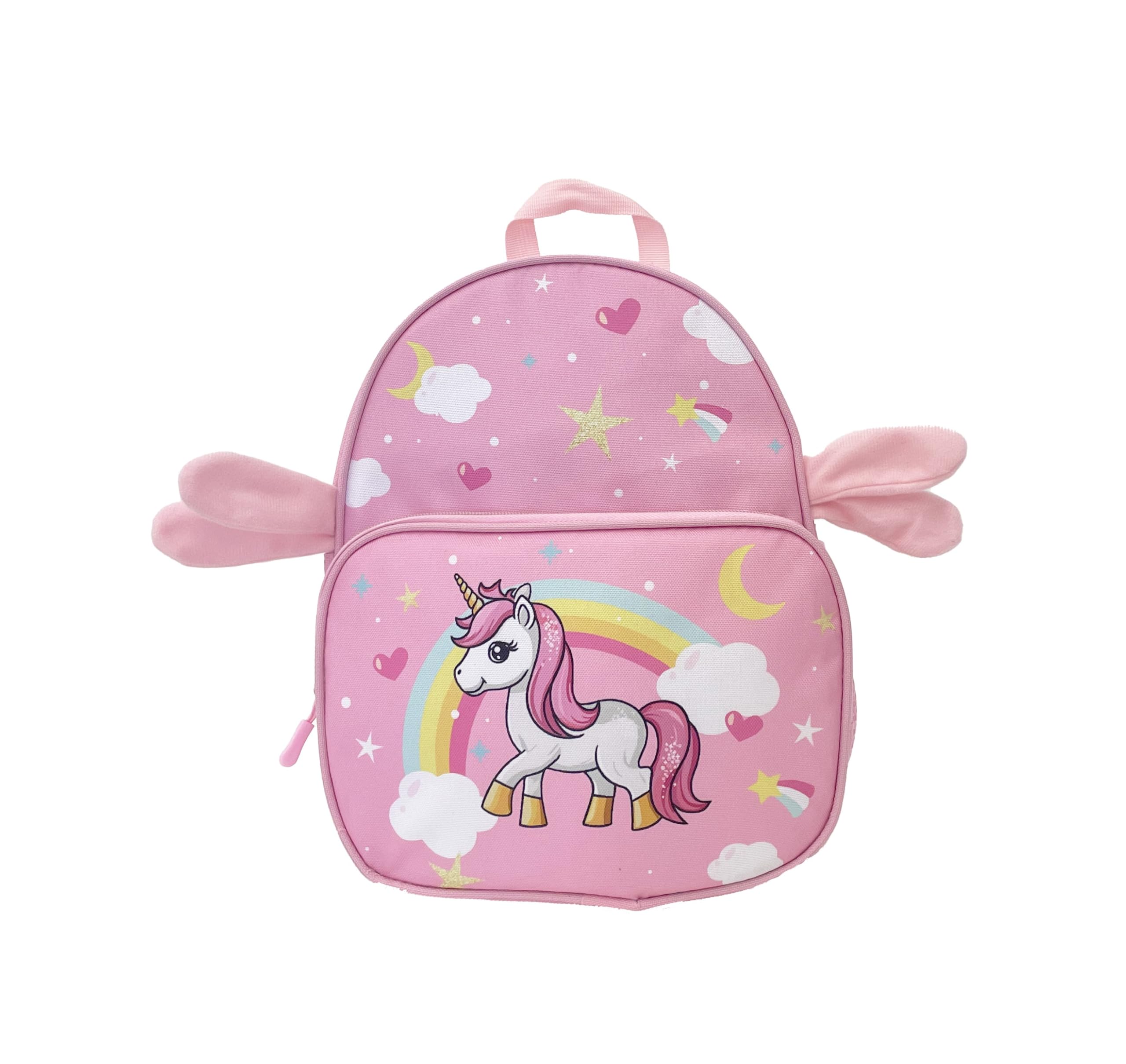 Valigia Cavalcabile per Bambini 2 in 1 con Zainetto Bagaglio a Mano Rigido 47x26x36 cm Trolley Ruote Spinner 360 Asta Telescopica Cinghia Traino Fantasia Unicorno