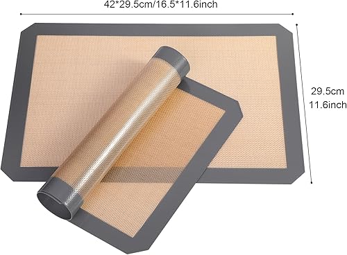 Miniatura 3 de Nosiny Juego de 4 bandejas para hornear con alfombrilla de silicona, 6 alfombrillas reutilizables, de acero inoxidable, bandeja para hornear con