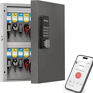32-Key Wall Mount Lock Box with Multiple Unlock Methods