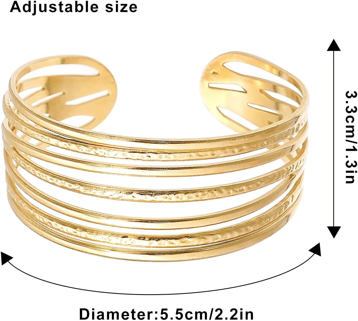 Multi-layer Cuff Bracelet for Women Cross Wire Bracelets Open Wide Cuff Gold Bangle Bracelet - Image 6