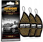 Areon Sport LUX Quality Perfume/Cologne Cardboard Car & Home Air Freshener, Gold (Pack of 3)