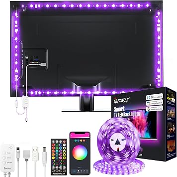 Smart TV LED Backlights, 9.8ft WiFi Strip Lights Compatible with Alexa, Google Assistant, Remote, Music Sync 16 Million RGB Colors, Avatar Controls for 46-60 inch TVs